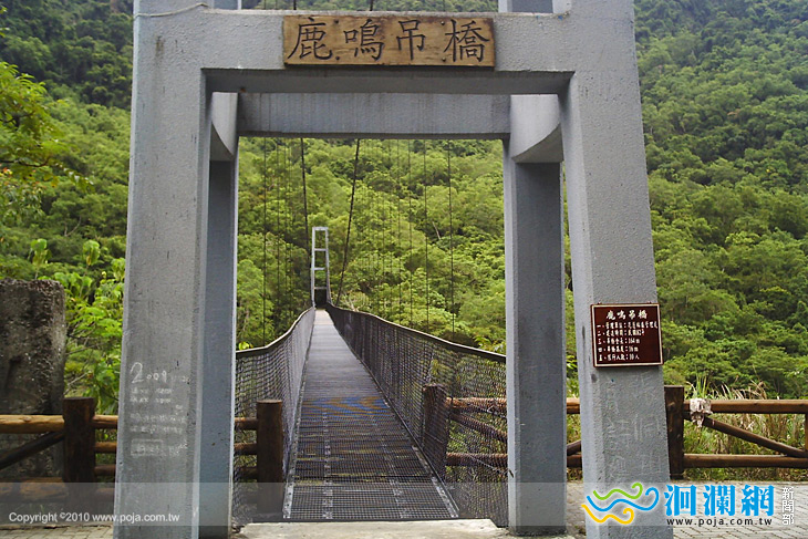 鹿鳴吊橋步道落石 林管處搶修木棧道