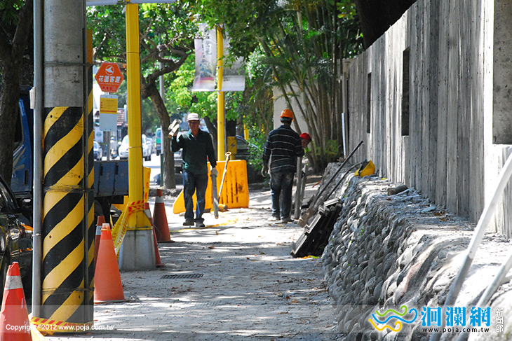 花蓮市百年老街人行道改善工程開始施工
