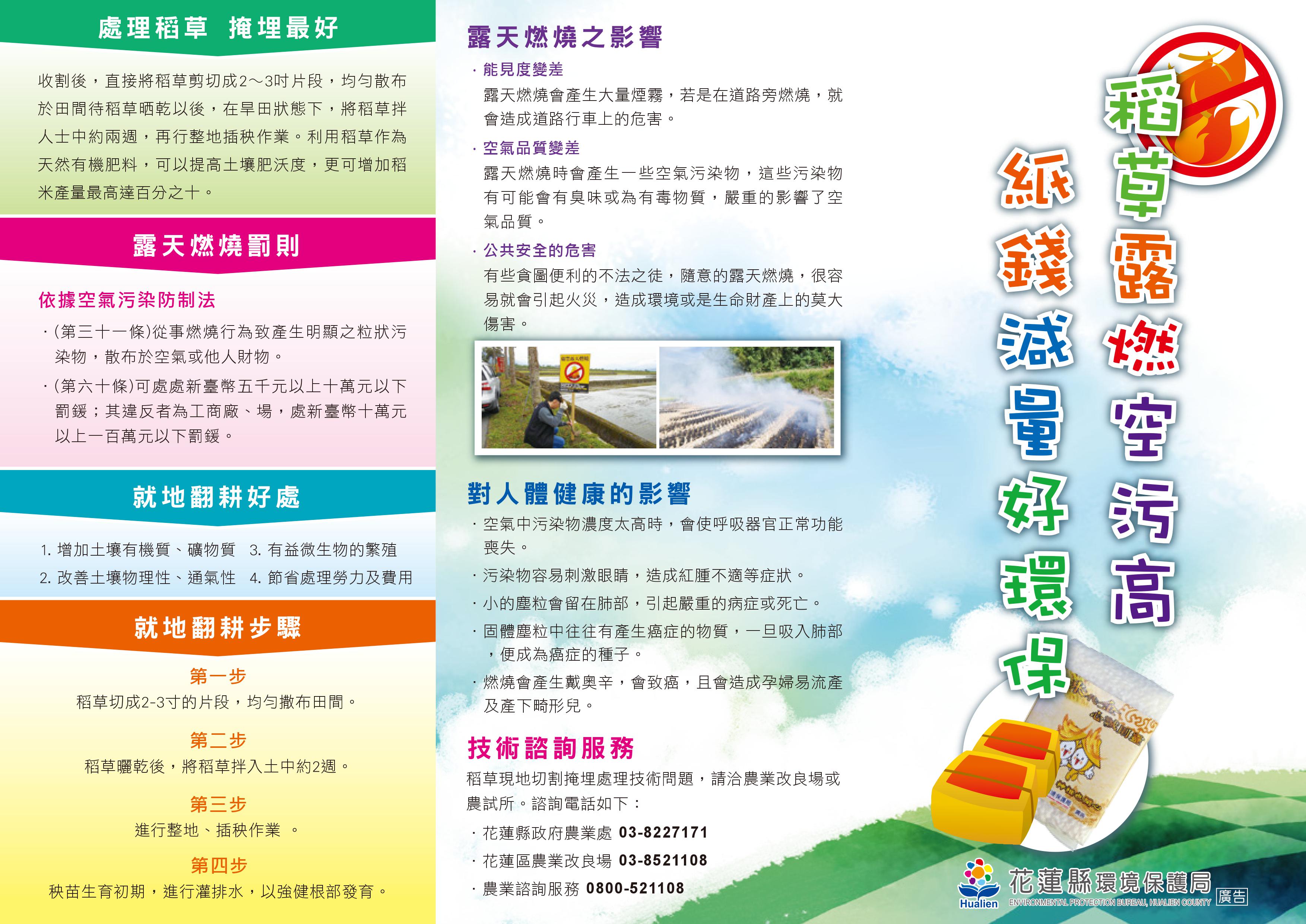 稻草『勿』燃燒，空氣品質高