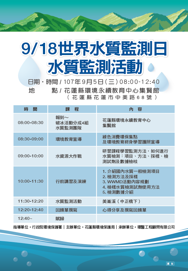 107年世界水質監測日 邀請您守護美崙溪