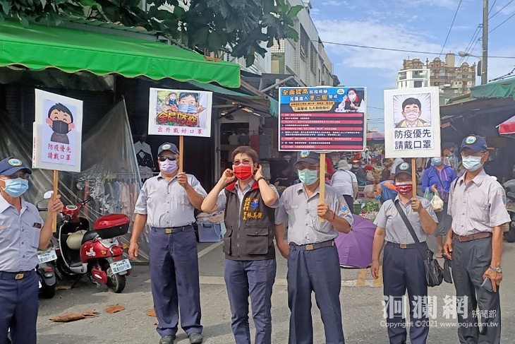 美崙巡守隊守望相助，傳統市場防疫宣導